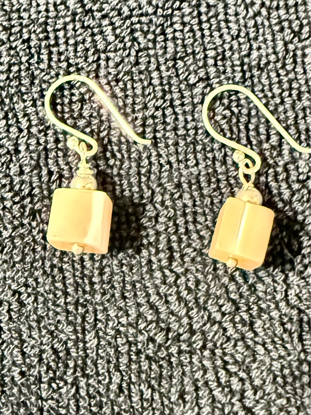 Sterling Silver & Real hard cube shell Dangle Earrings - photo 4