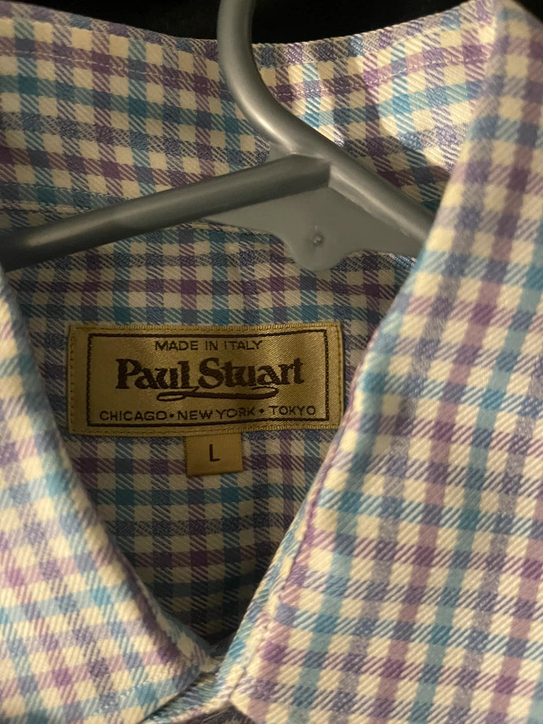 Paul Stuart Gingham Button-Up Shirt Size L