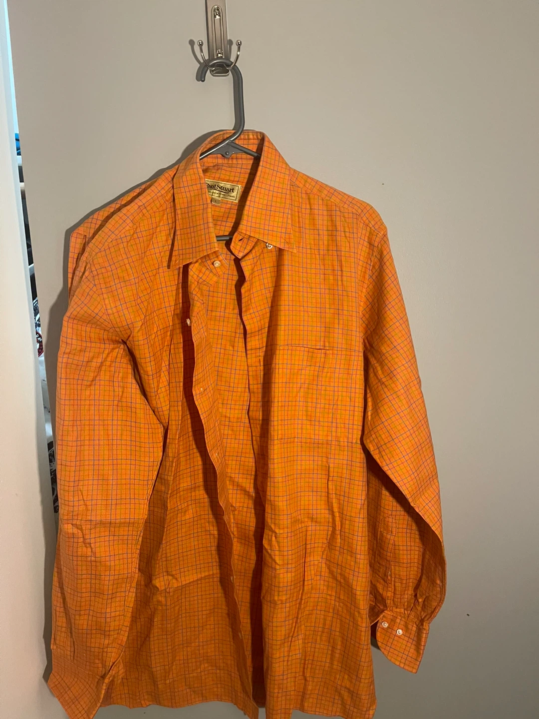 Paul Stuart Men's Plaid Button-Down Shirt Size L Orange - photo 2