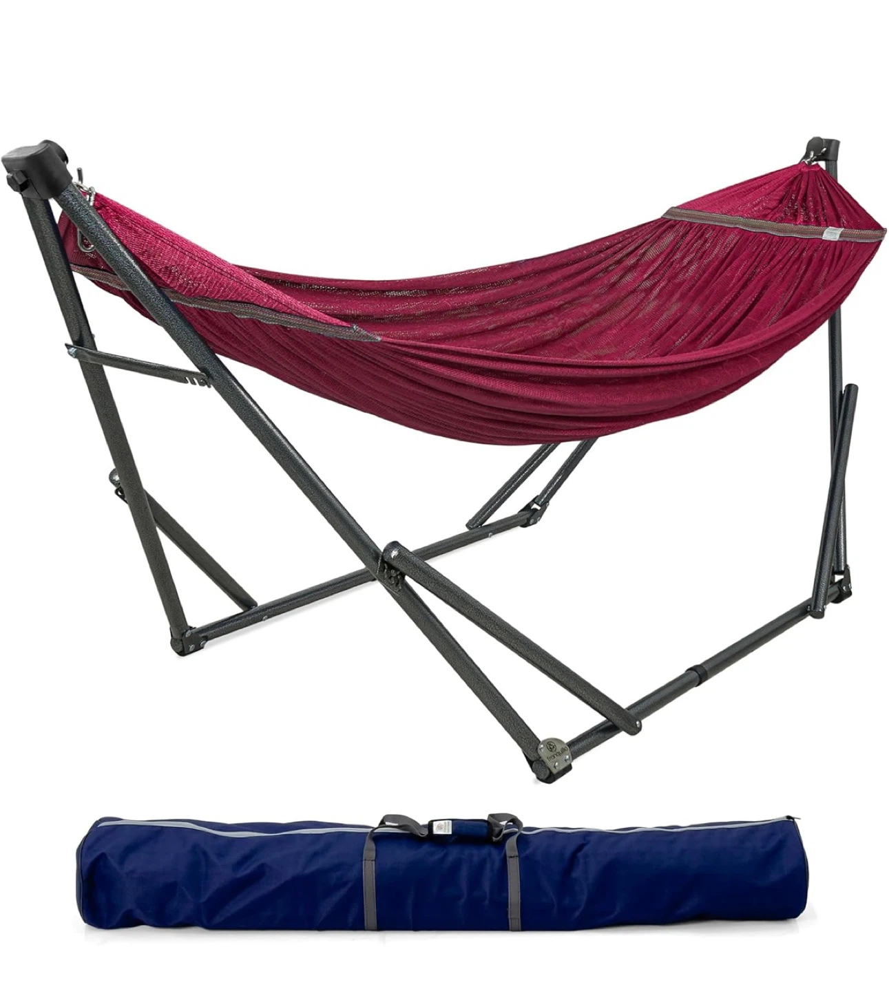 Maroon Polyester Hammock with Stand and Bag