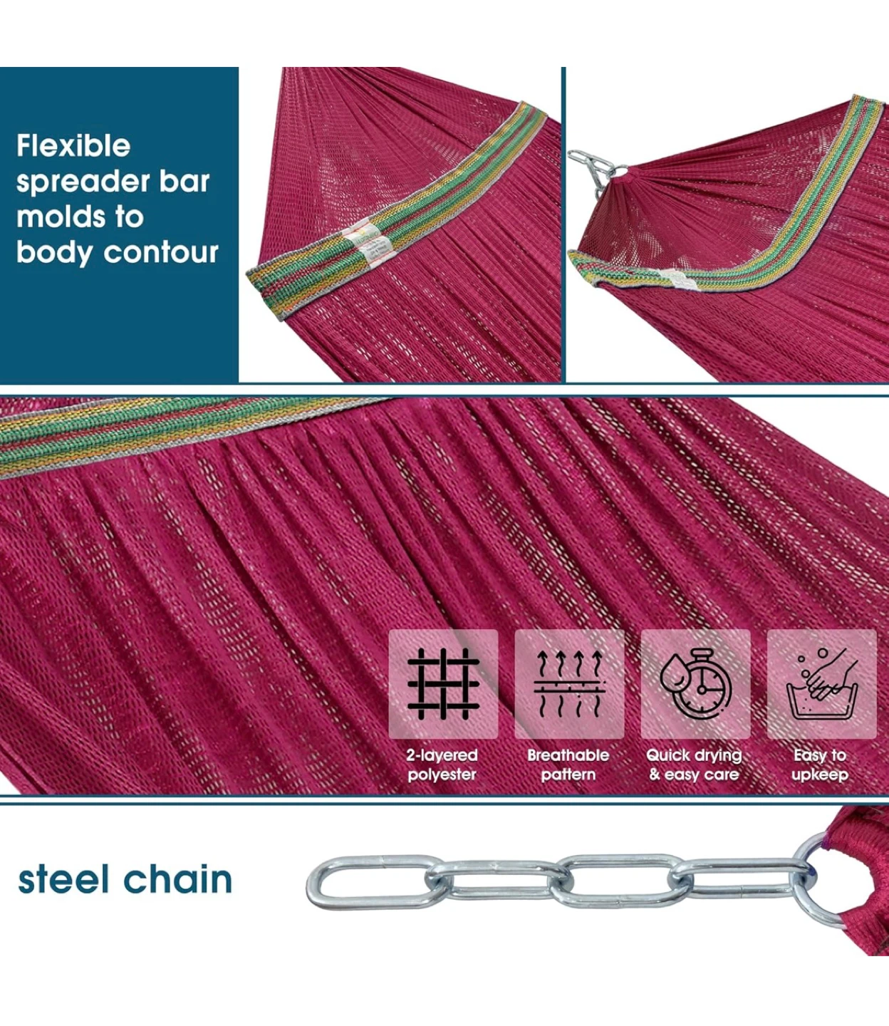 Maroon Polyester Hammock with Stand and Bag - photo 3