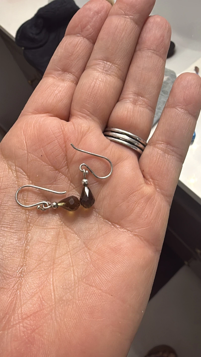Smoky Quartz & 925 Sterling Silver Dangle Earrings - photo 2