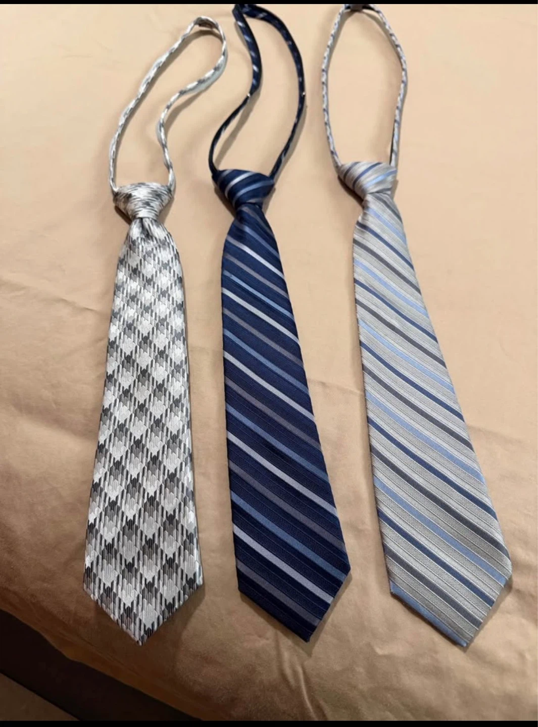 3 kids Neckties - Blue, Gray, and Patterned