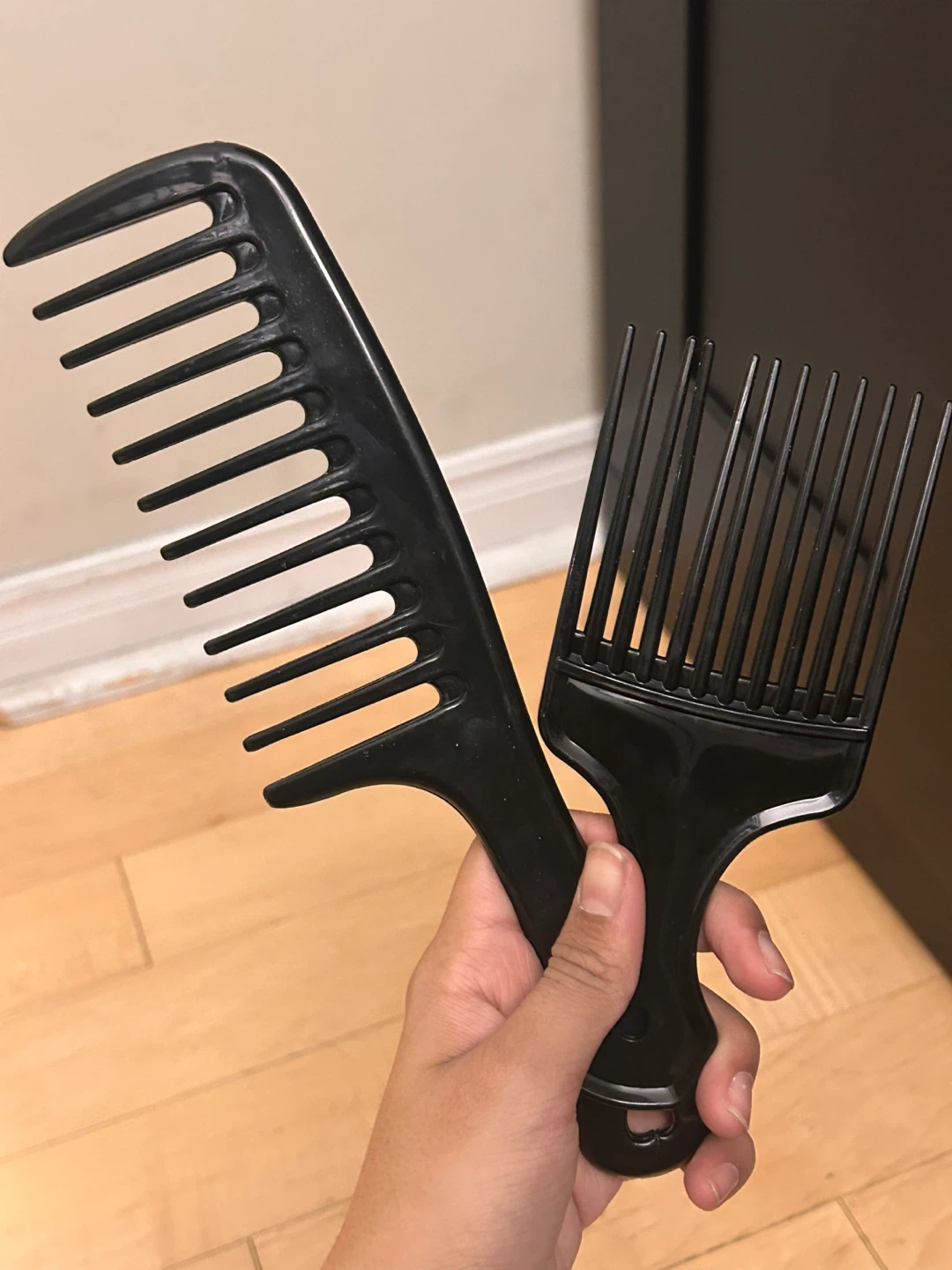 2 Black Plastic Combs for Styling