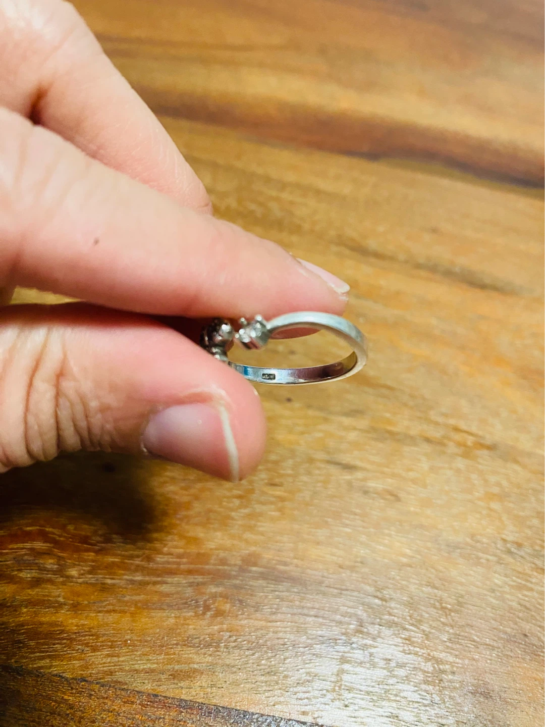 Sterling Silver Marked 925 Bow Ring with Stones - photo 3