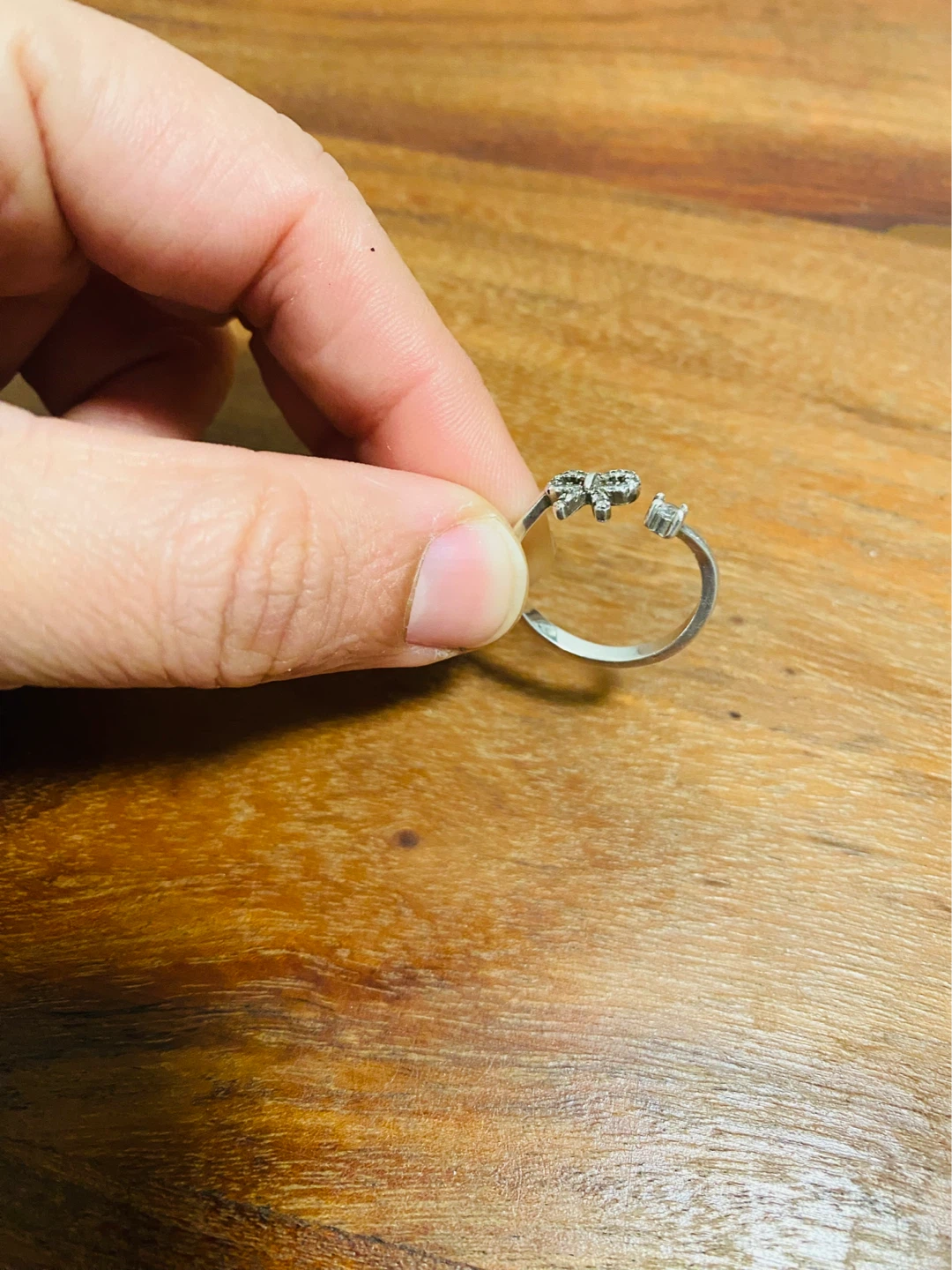 Sterling Silver Marked 925 Bow Ring with Stones - photo 2