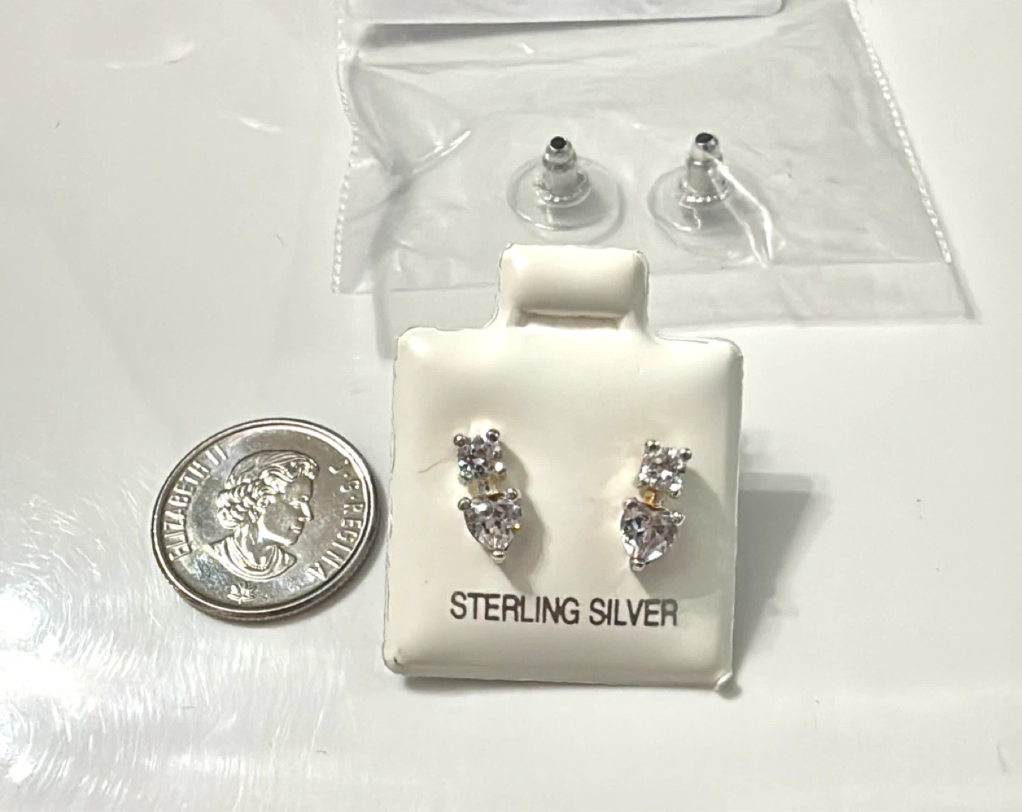 Sterling Silver Heart and Round Stud Earrings