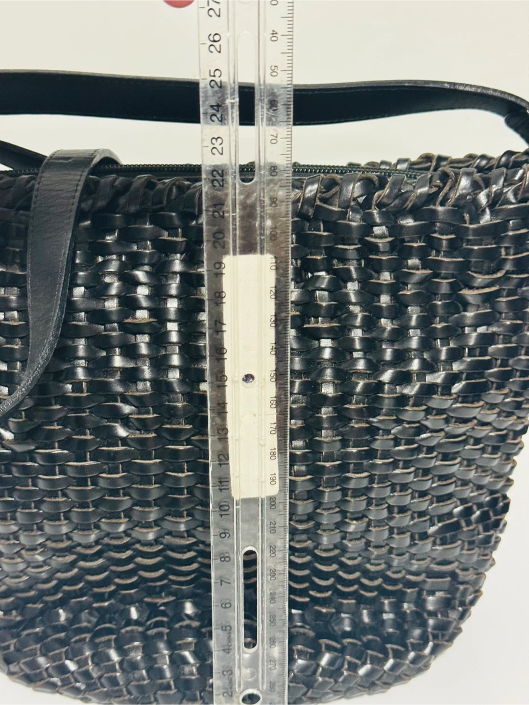 Black Woven Leather Shoulder Bag - photo 4