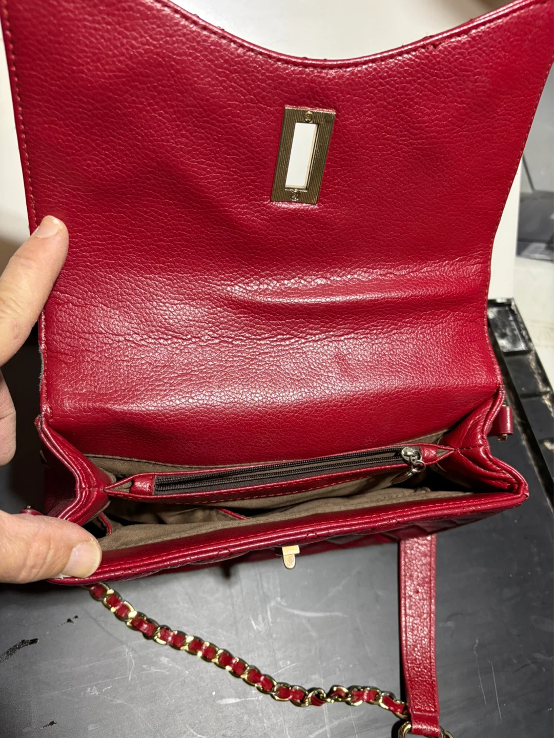 Red Quilted Leather Crossbody Purse - photo 4