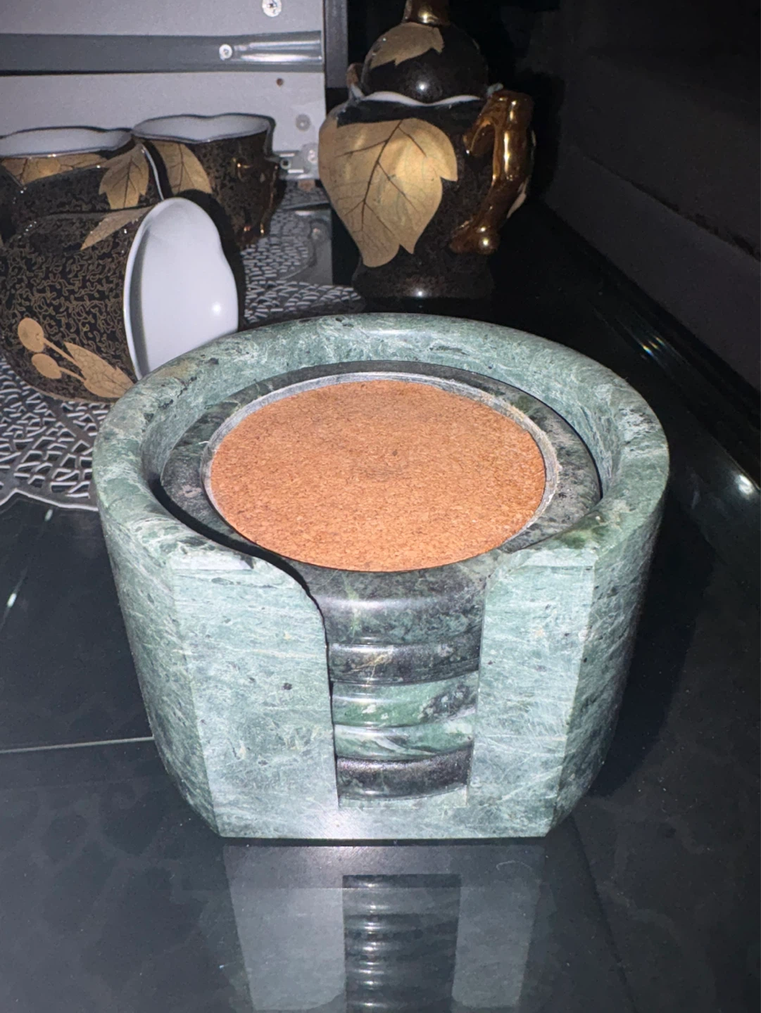 Marble Coaster Set with Holder