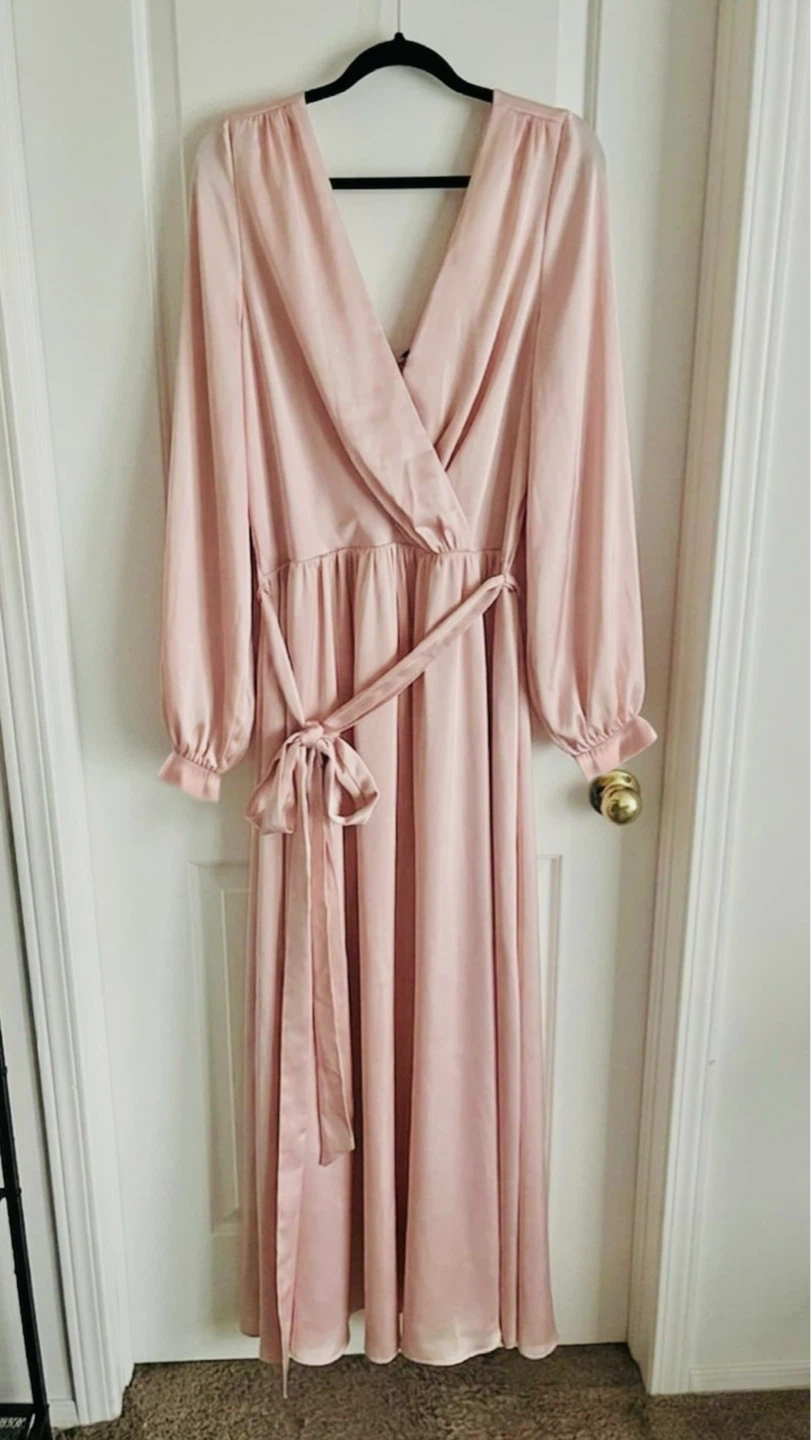 Blush Long Sleeve Wrap Maxi Dress – 3X Plus Size - photo 3