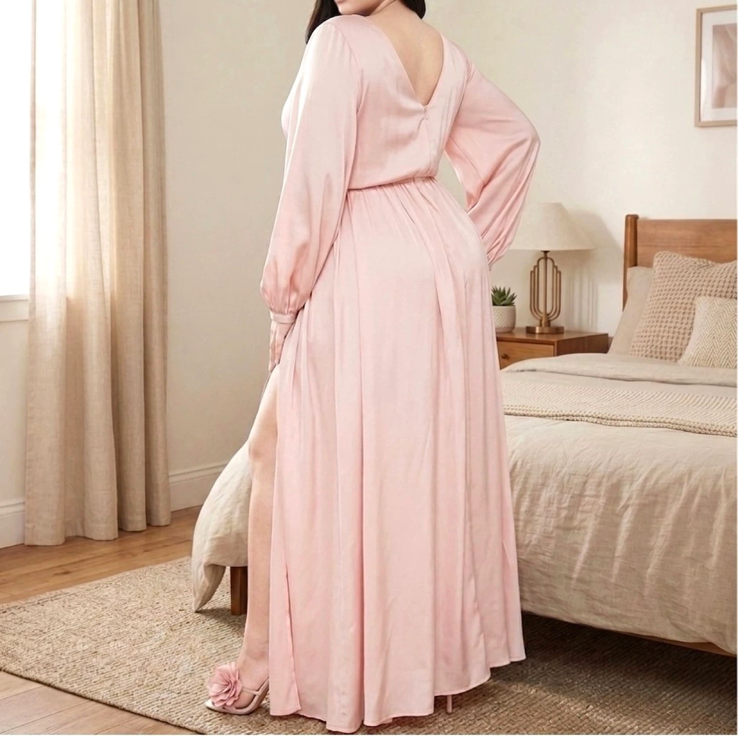 Blush Long Sleeve Wrap Maxi Dress – 3X Plus Size - photo 2
