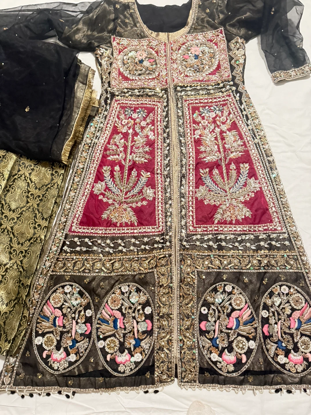 Embroidered Indian Pakistani Dress with Dupatta and Pants