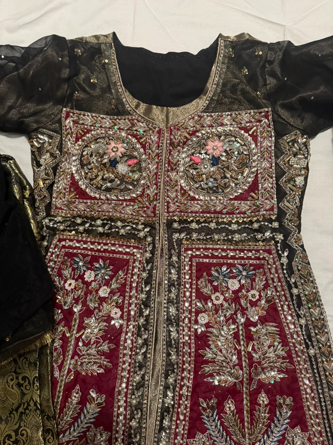 Embroidered Indian Pakistani Dress with Dupatta and Pants - photo 5