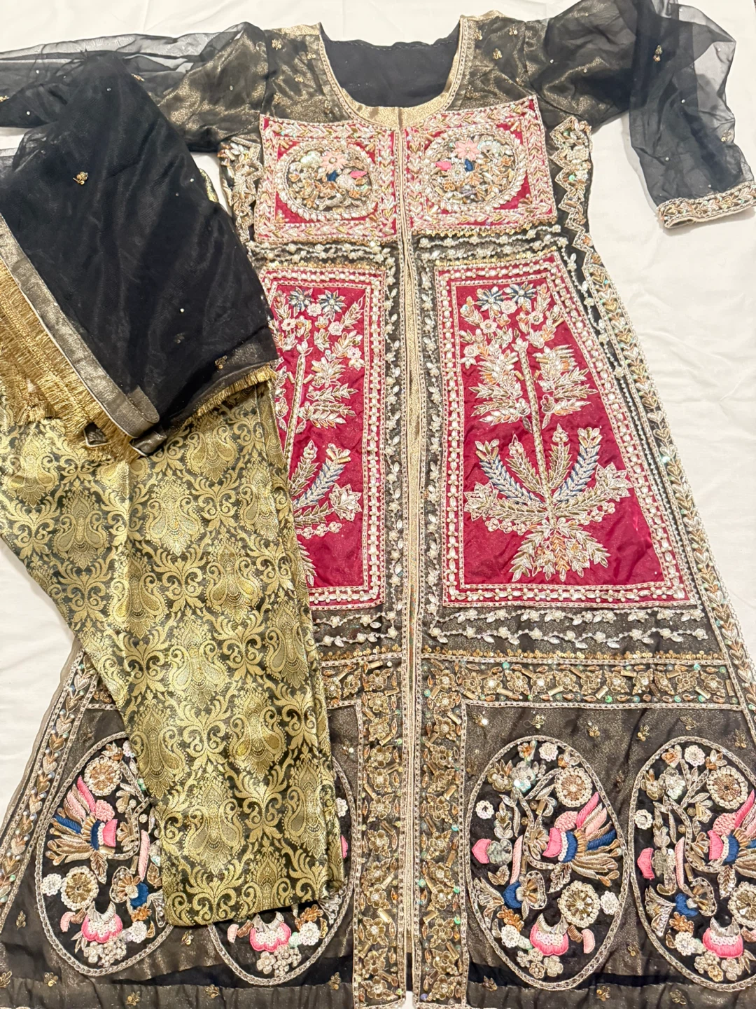 Embroidered Indian Pakistani Dress with Dupatta and Pants - photo 3