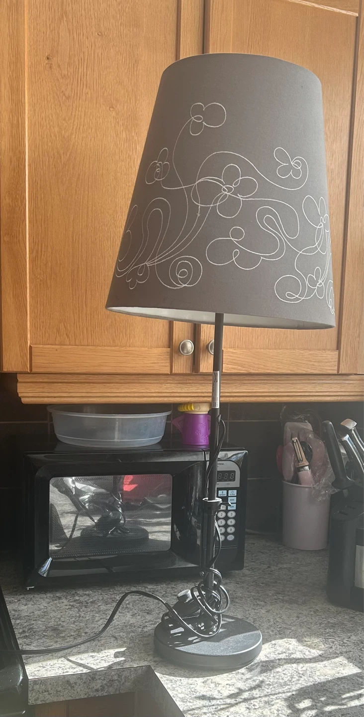 Grey Table Lamp with Floral Design