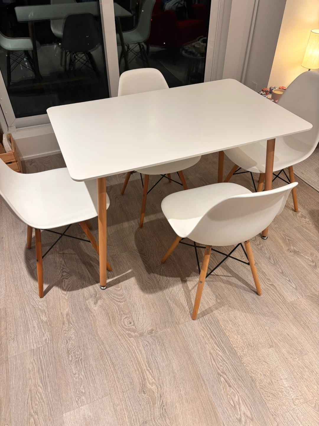 Eiffel chair x4 (structube) and dining table