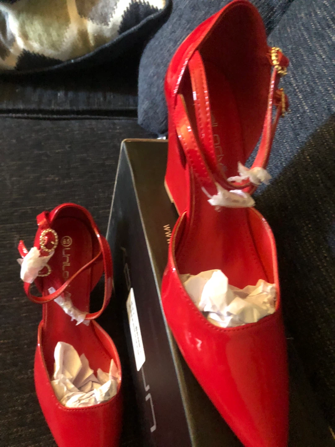 Red Wedge Heels with Ankle Strap Size 6.5 - photo 5