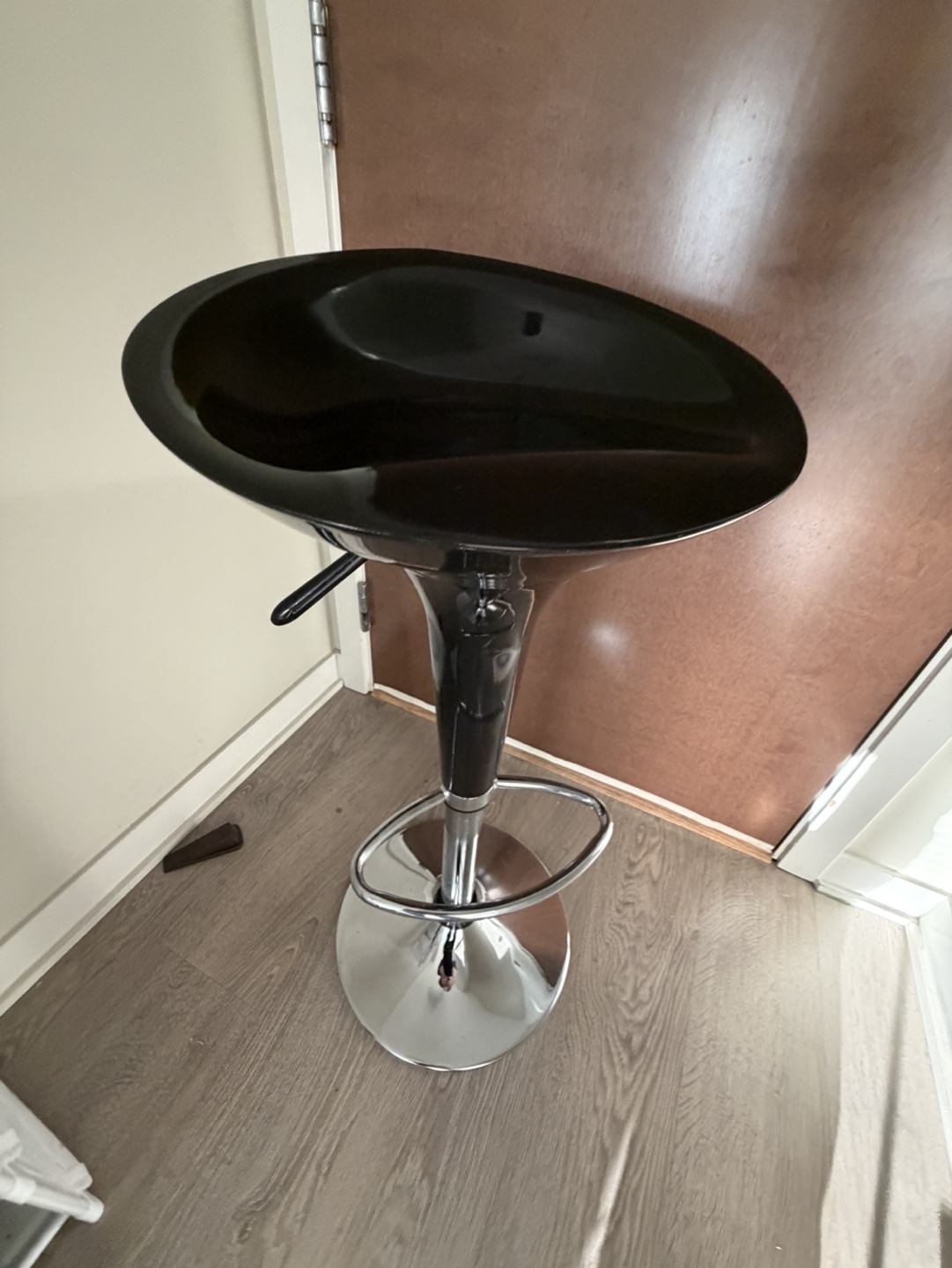 Adjustable Black Bar Stool with Chrome Base - photo 2