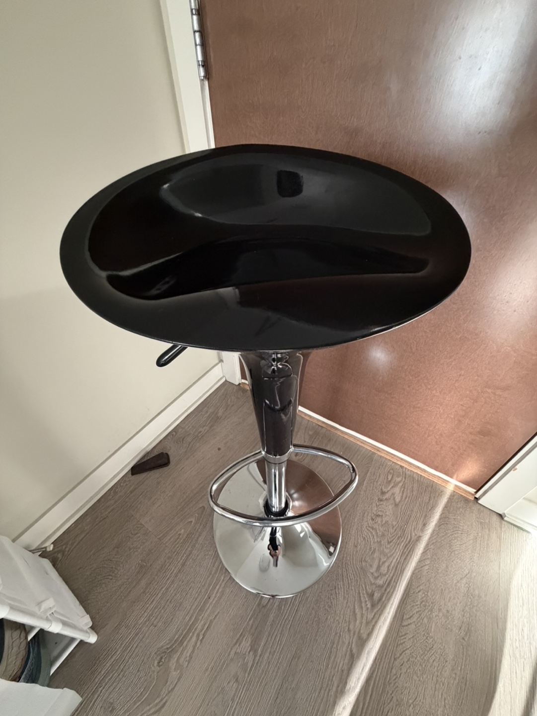 Adjustable Black Bar Stool with Chrome Base