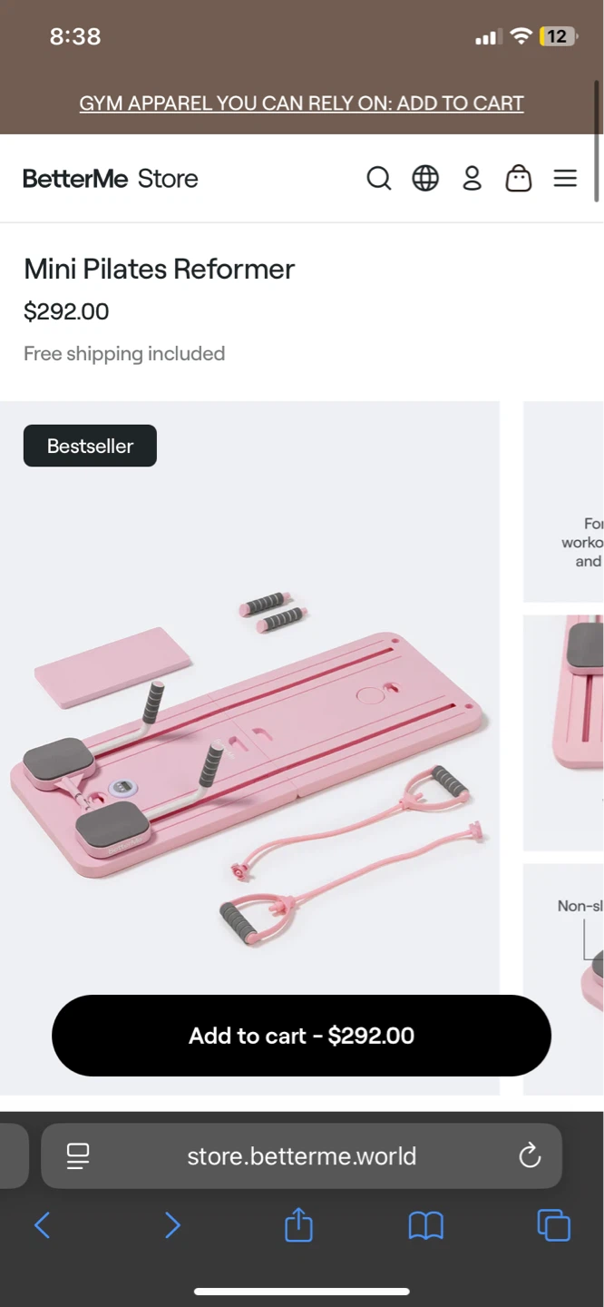BetterMe Mini Pilates Reformer - Pink