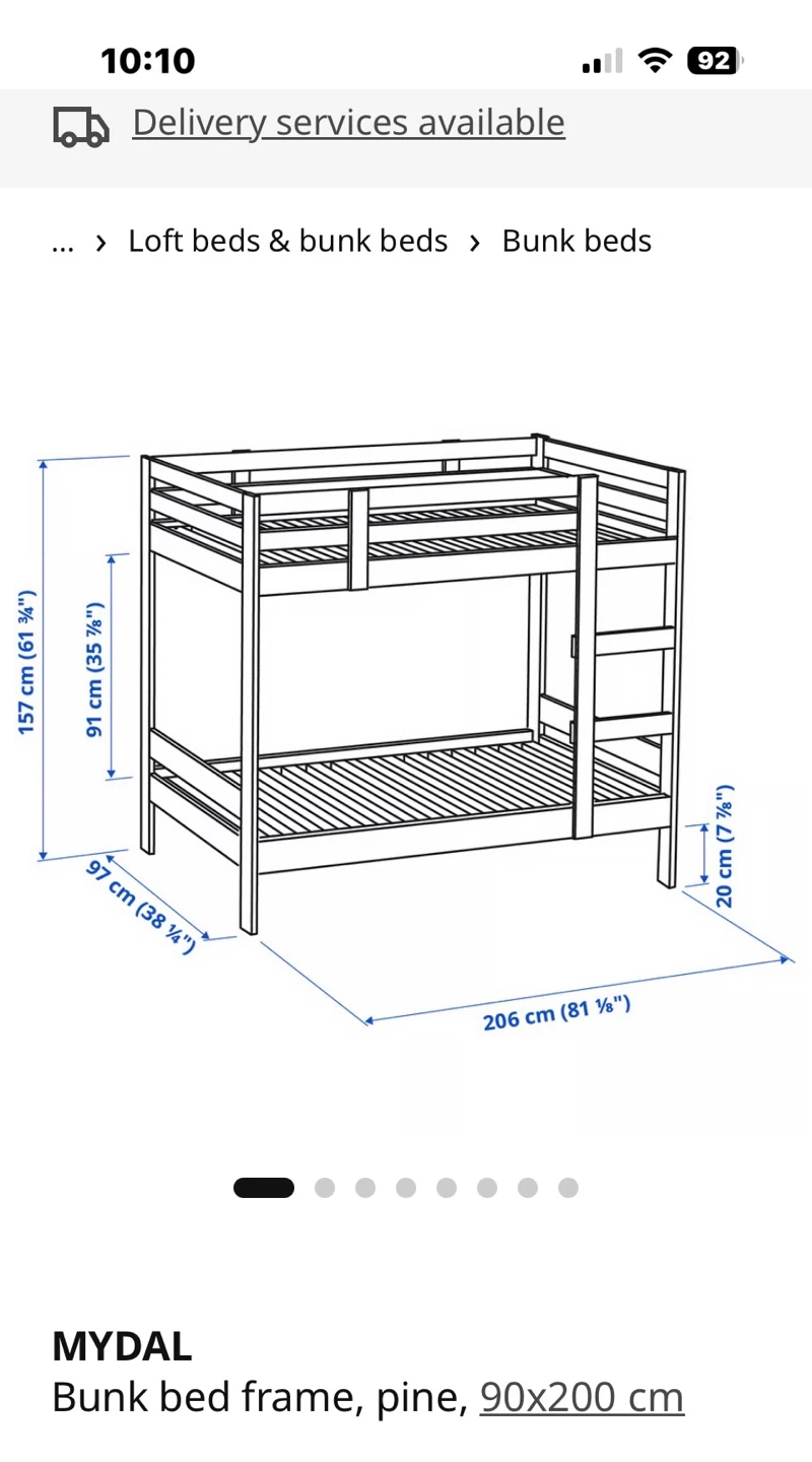 IKEA MYDAL Bunk Bed Frame & Mattresses - Pine, Twin - photo 3