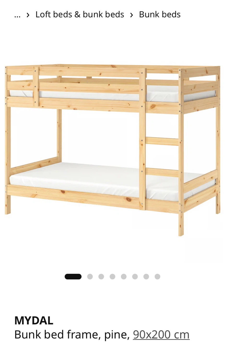 IKEA MYDAL Bunk Bed Frame & Mattresses - Pine, Twin - photo 4