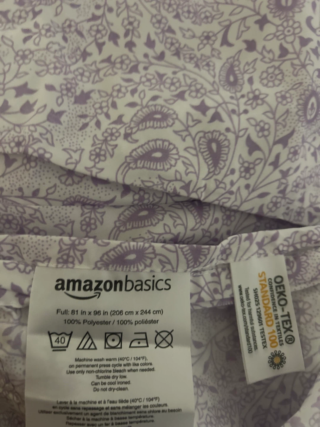 AmazonBasics Full Sheet Set - Purple Floral Pattern - photo 2