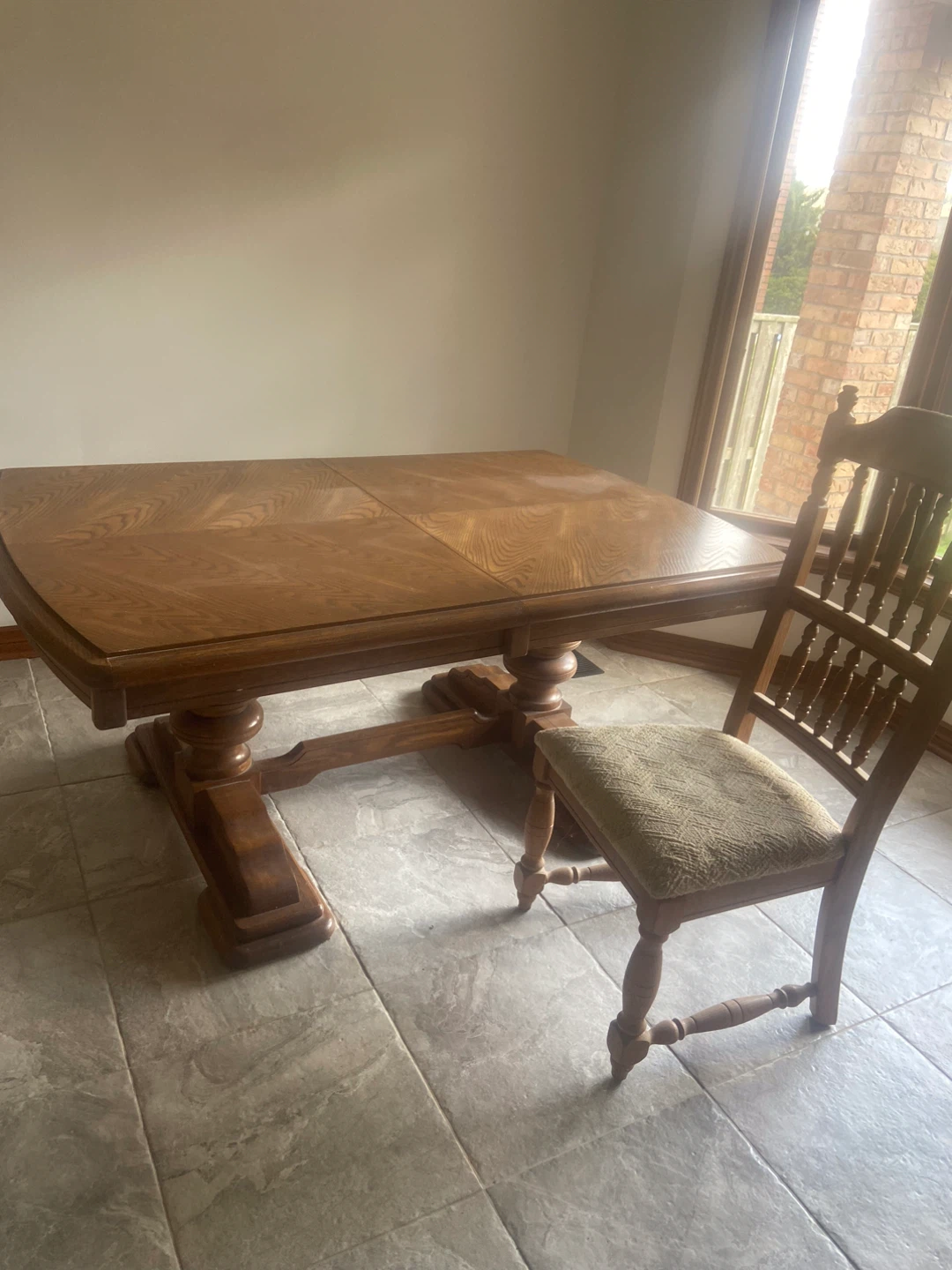 Wooden Dining Table with Leaf