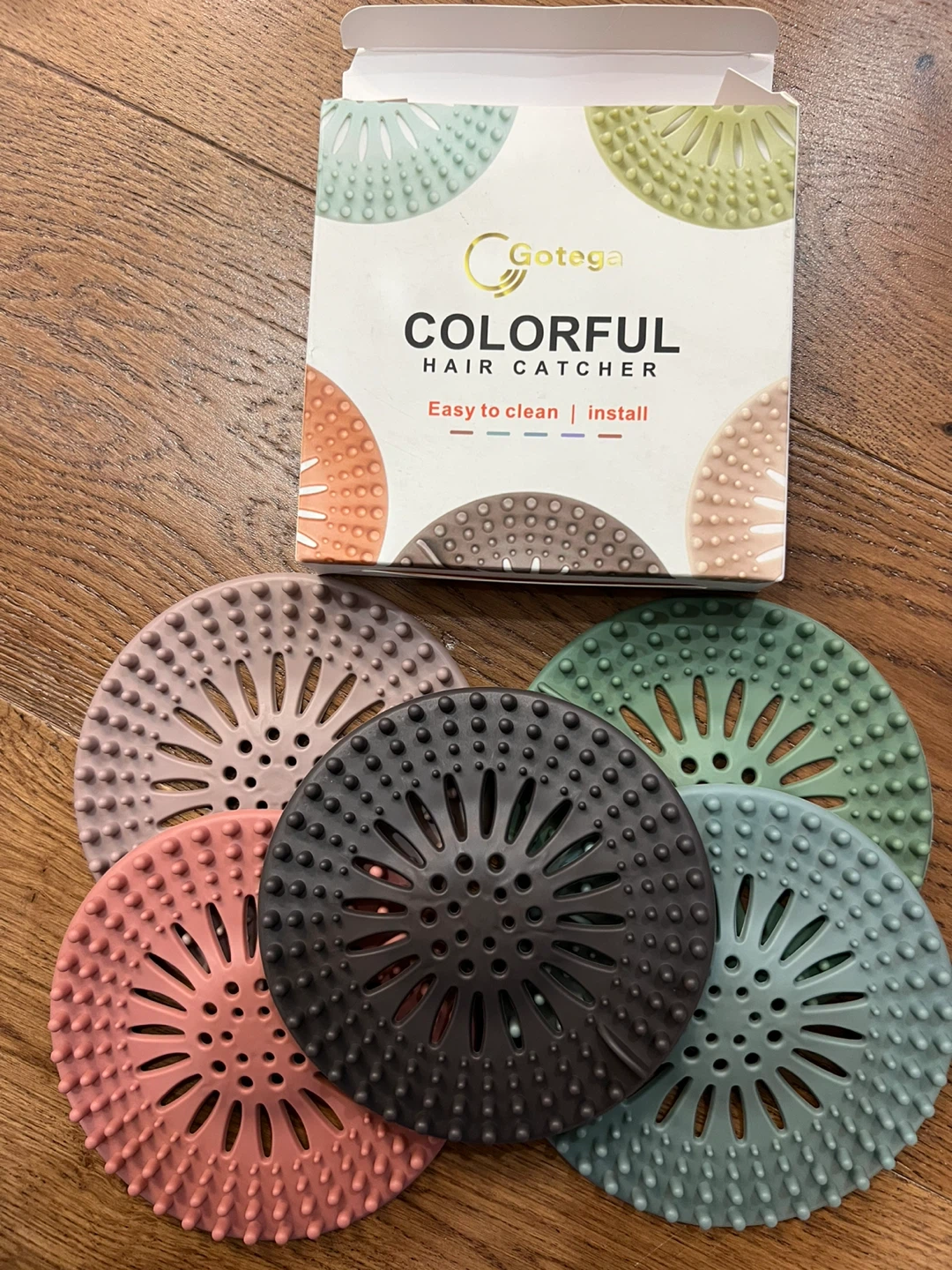 Gotega Colorful Hair Catcher Shower Drain Strainer - 5 Pack