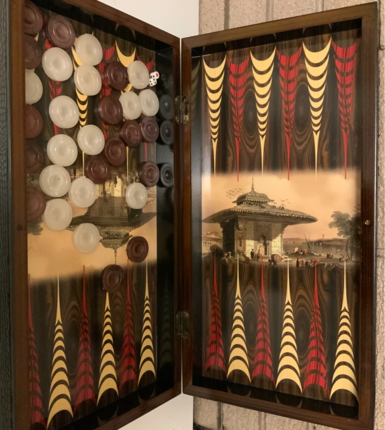 Vintage Backgammon Set with Ottoman Scene