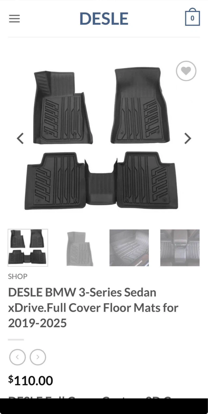 DESLE BMW 3-Series Sedan xDrive.Full Cover Floor Mats