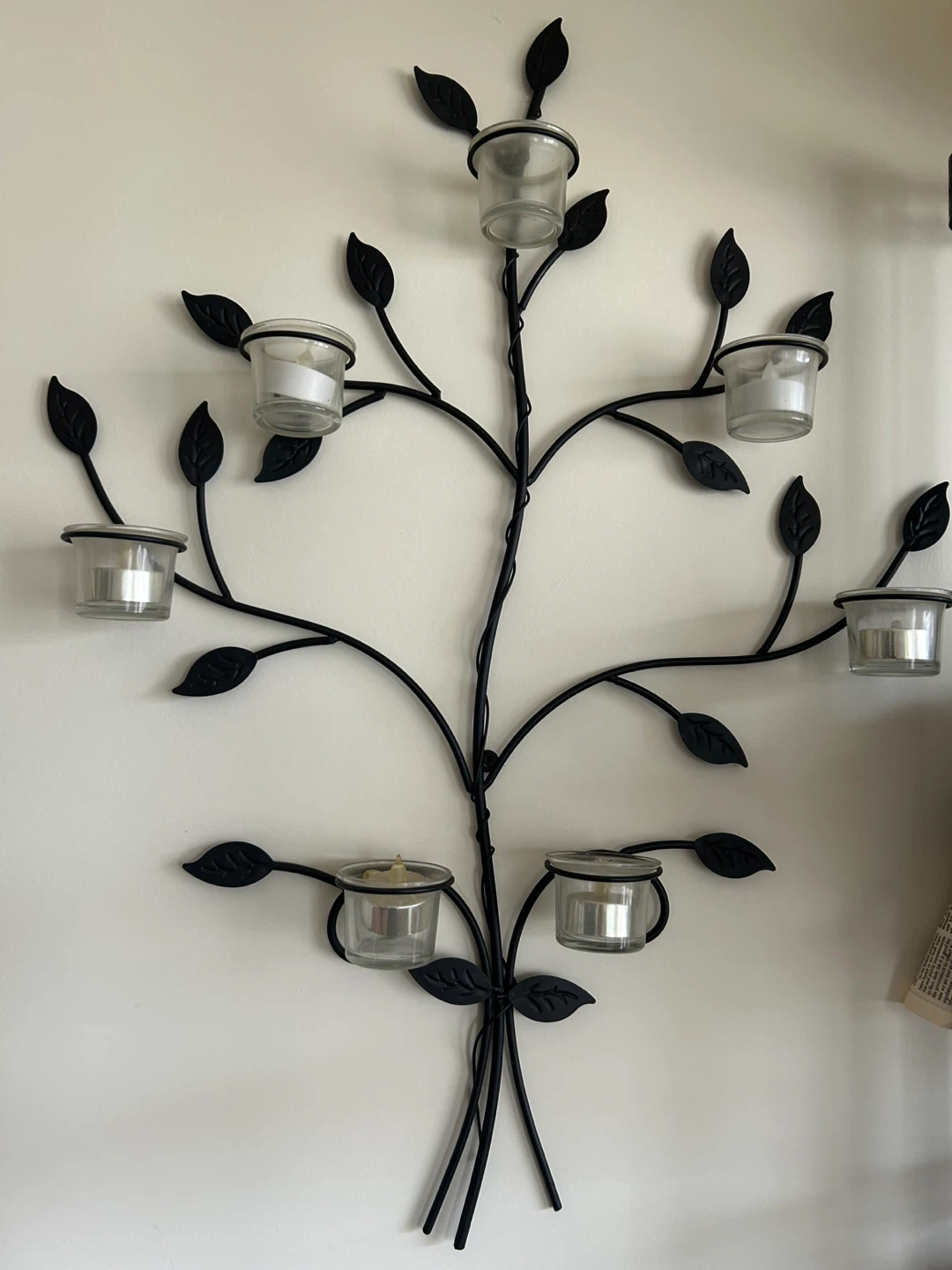 Black Metal Tree Wall Sconce Candle Holder