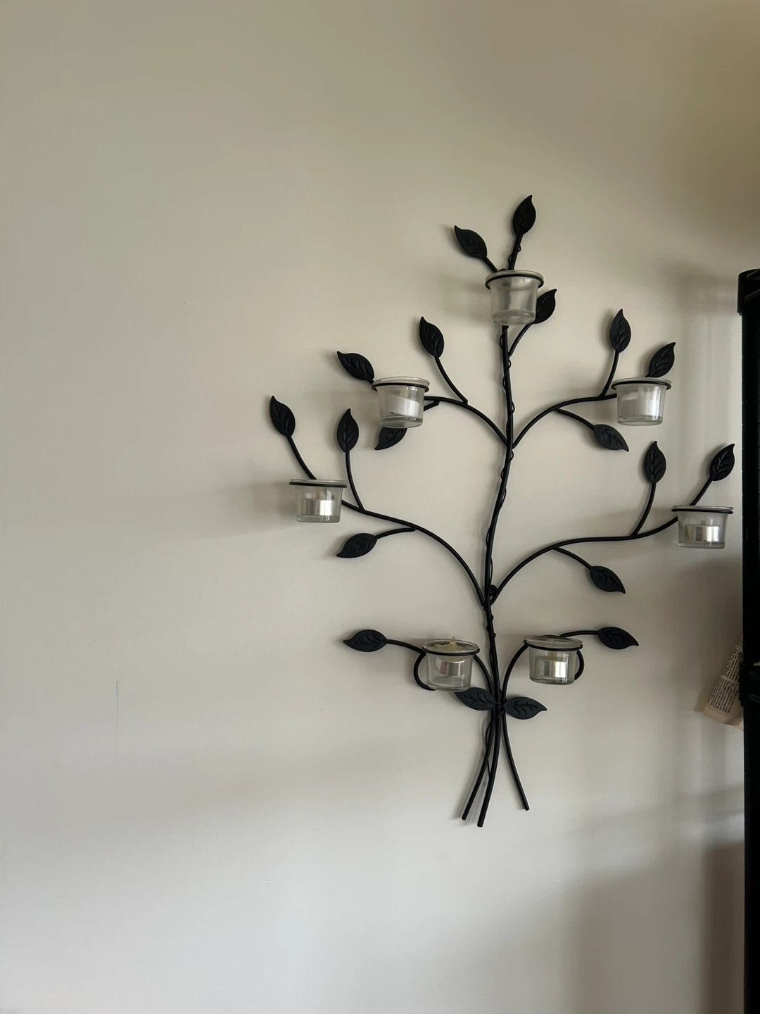 Black Metal Tree Wall Sconce Candle Holder - photo 2