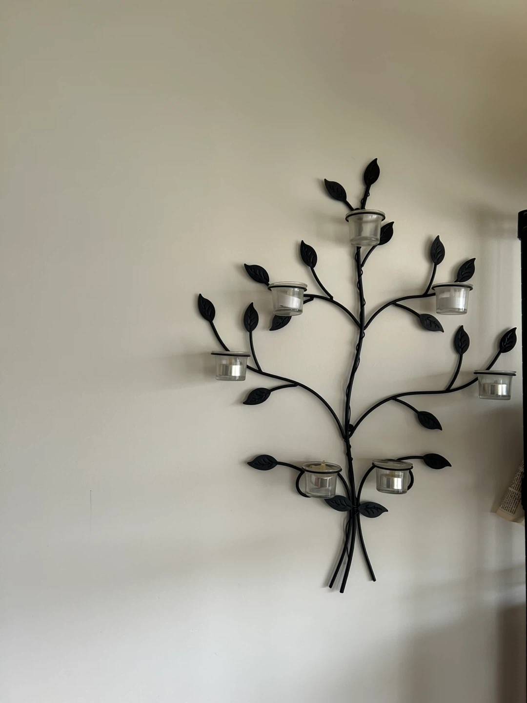 Black Metal Tree Wall Sconce Candle Holder - photo 3