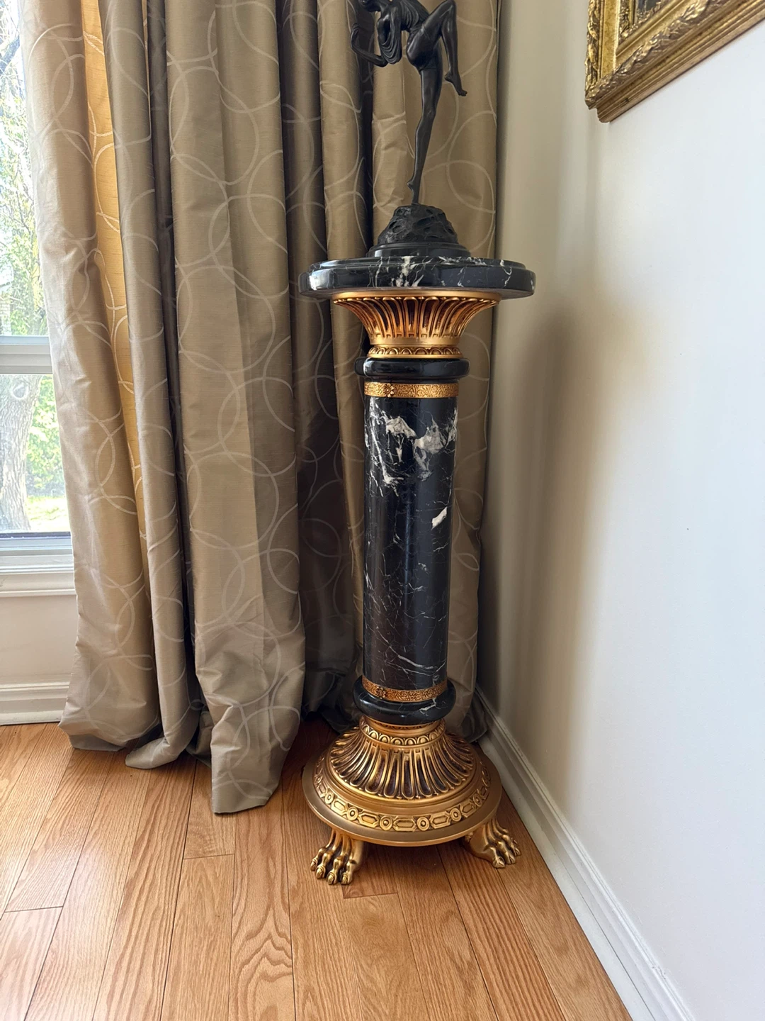 Antique Marble and Gilt Pedestal Stand