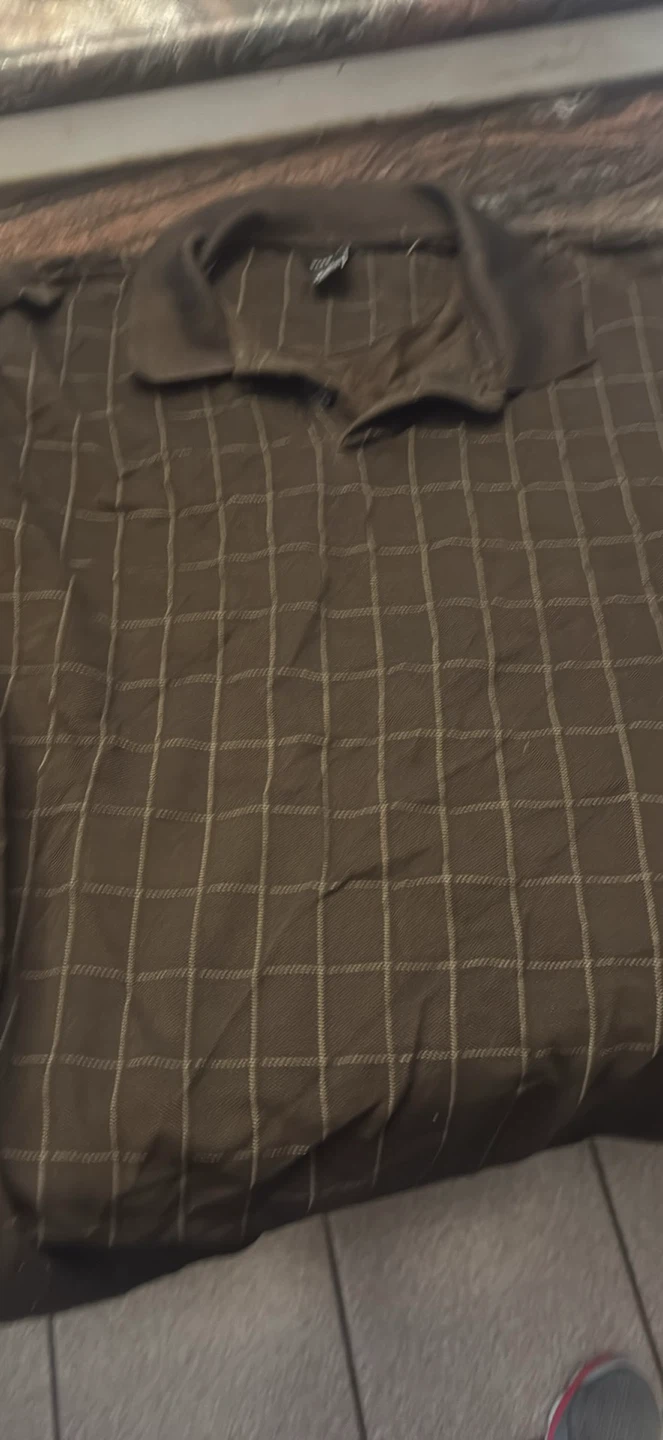 Van Heusen Men's Brown Plaid Polo Shirt - photo 2