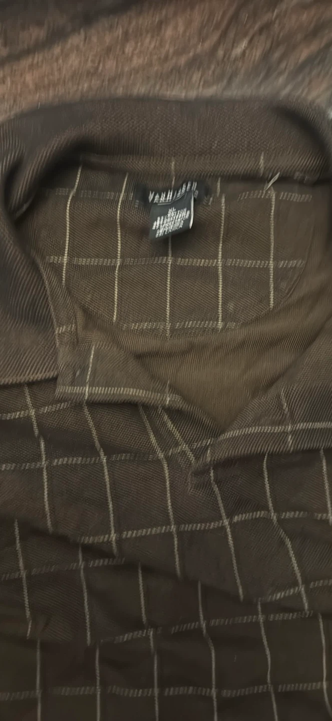 Van Heusen Men's Brown Plaid Polo Shirt