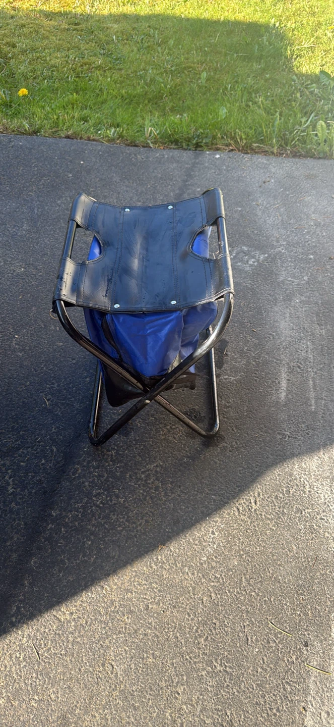 Blue Folding Stool with Insulated Cooler Bag