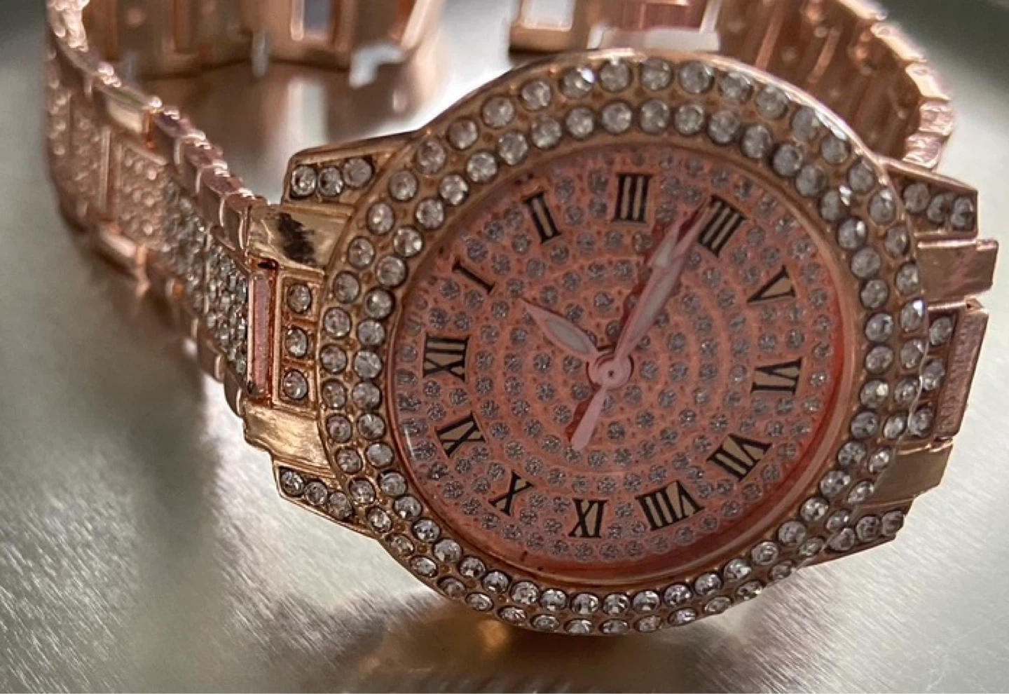 Rose Gold Rhinestone Watch - photo 4