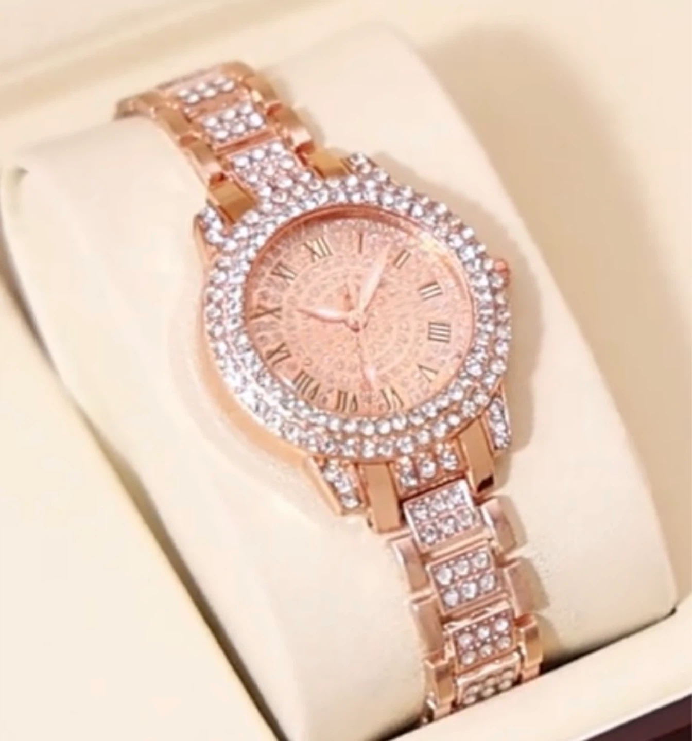 Rose Gold Rhinestone Watch