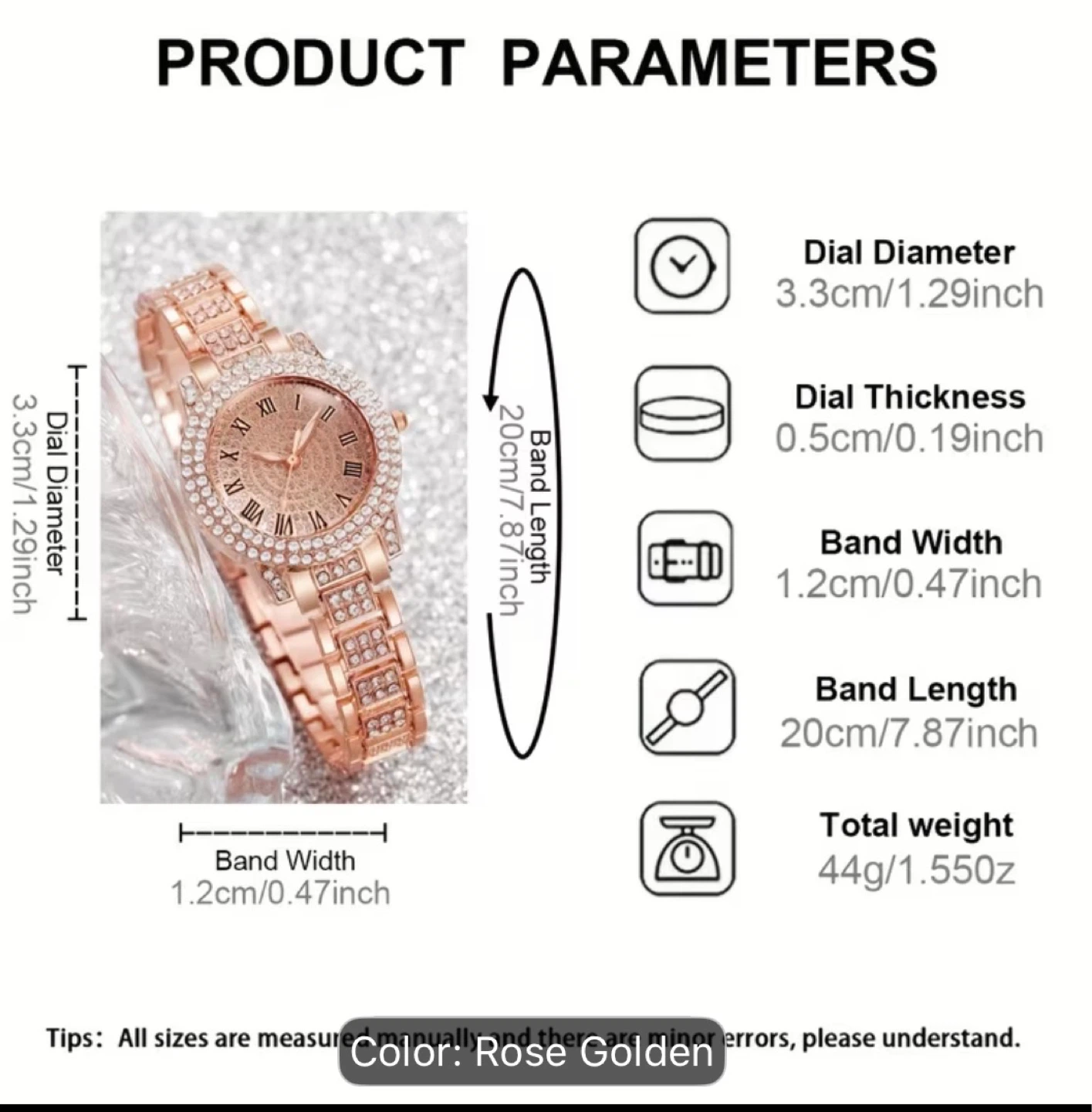 Rose Gold Rhinestone Watch - photo 2