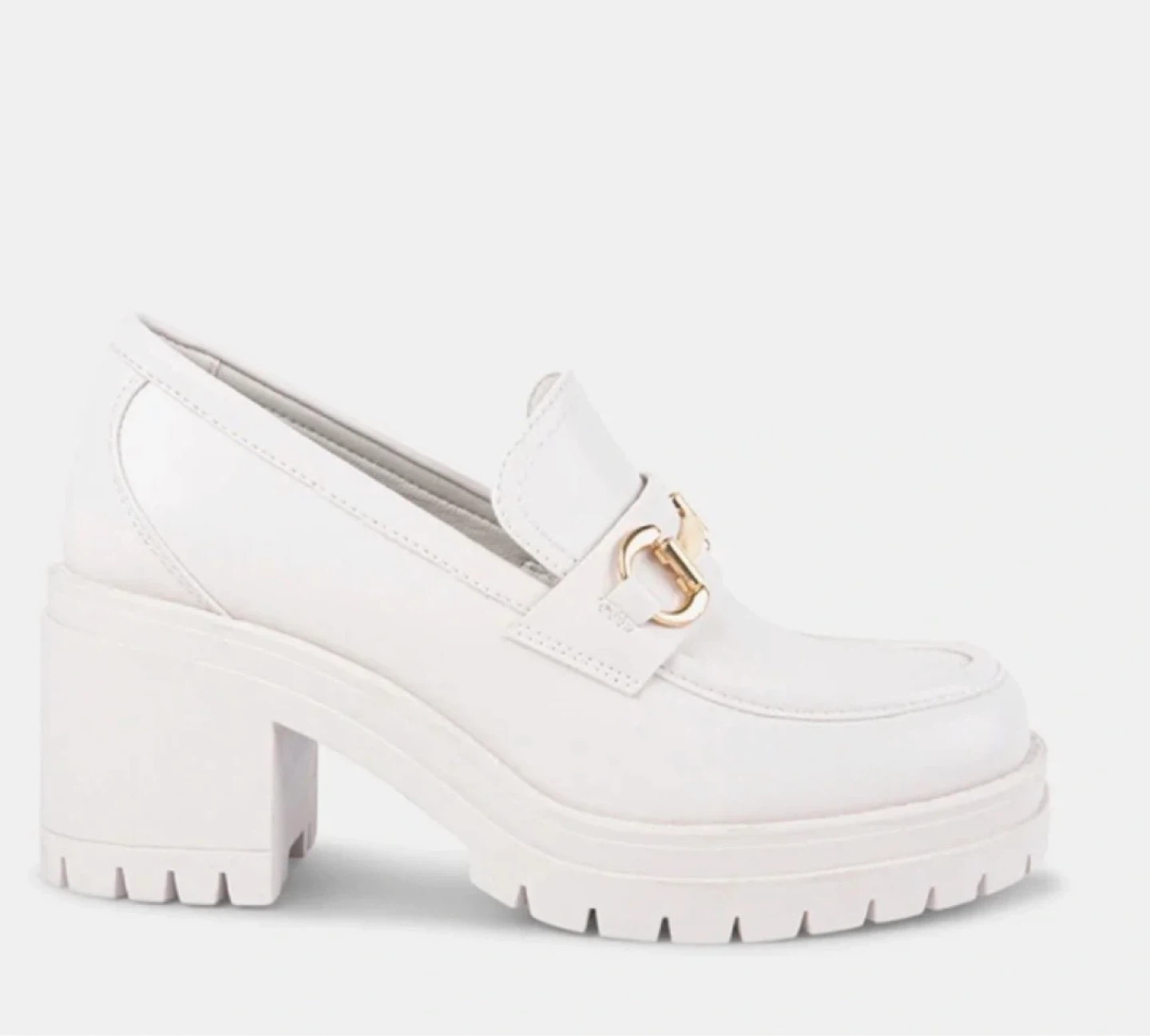 Steve Madden White Loafer Platform Heels