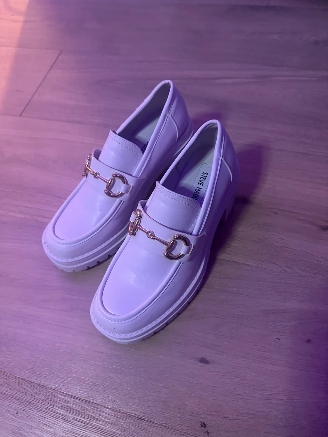 Steve Madden White Loafer Platform Heels - photo 2