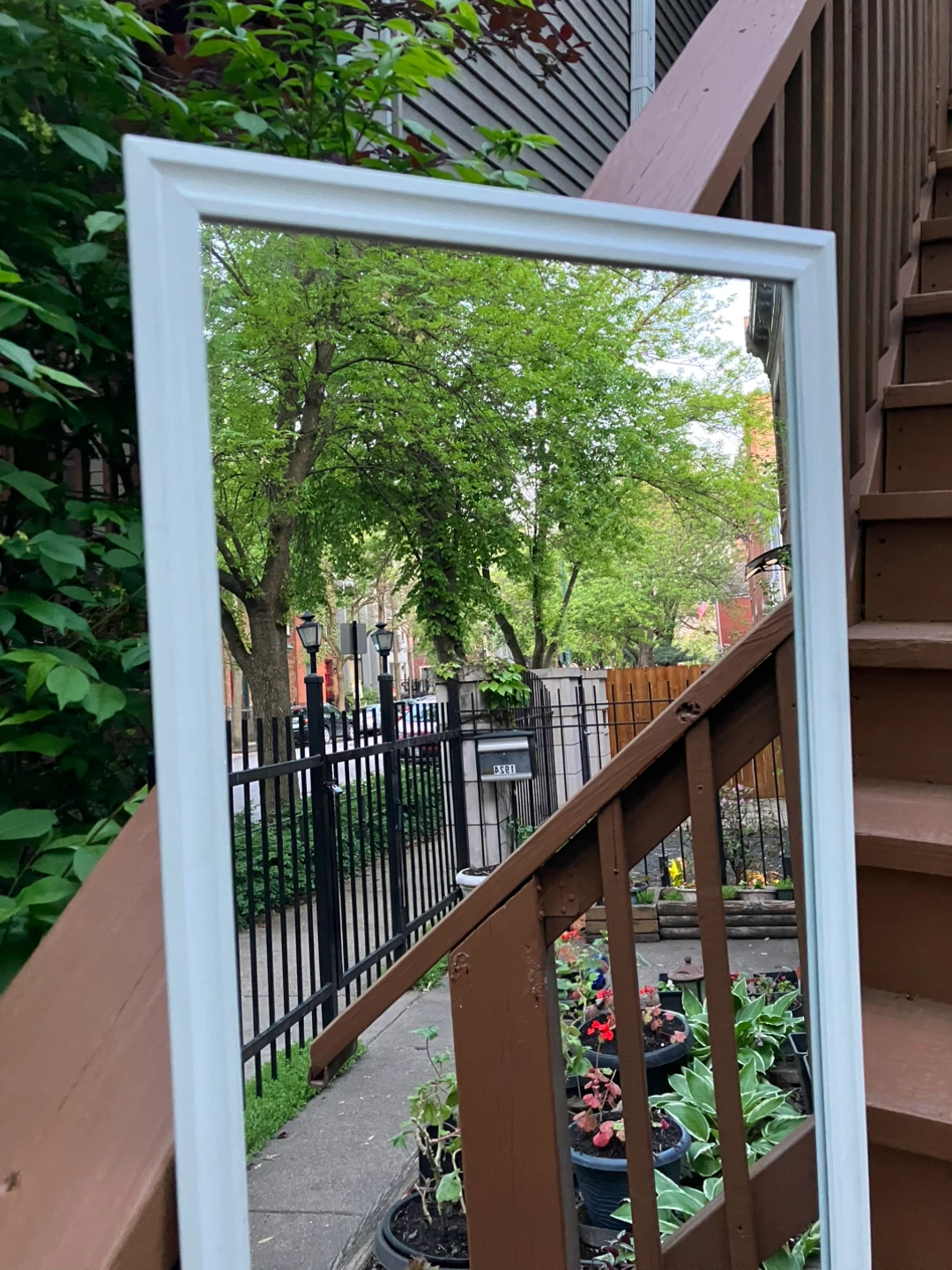 White Framed Door Mirror 14” x 50” - Excellent Condition - photo 5