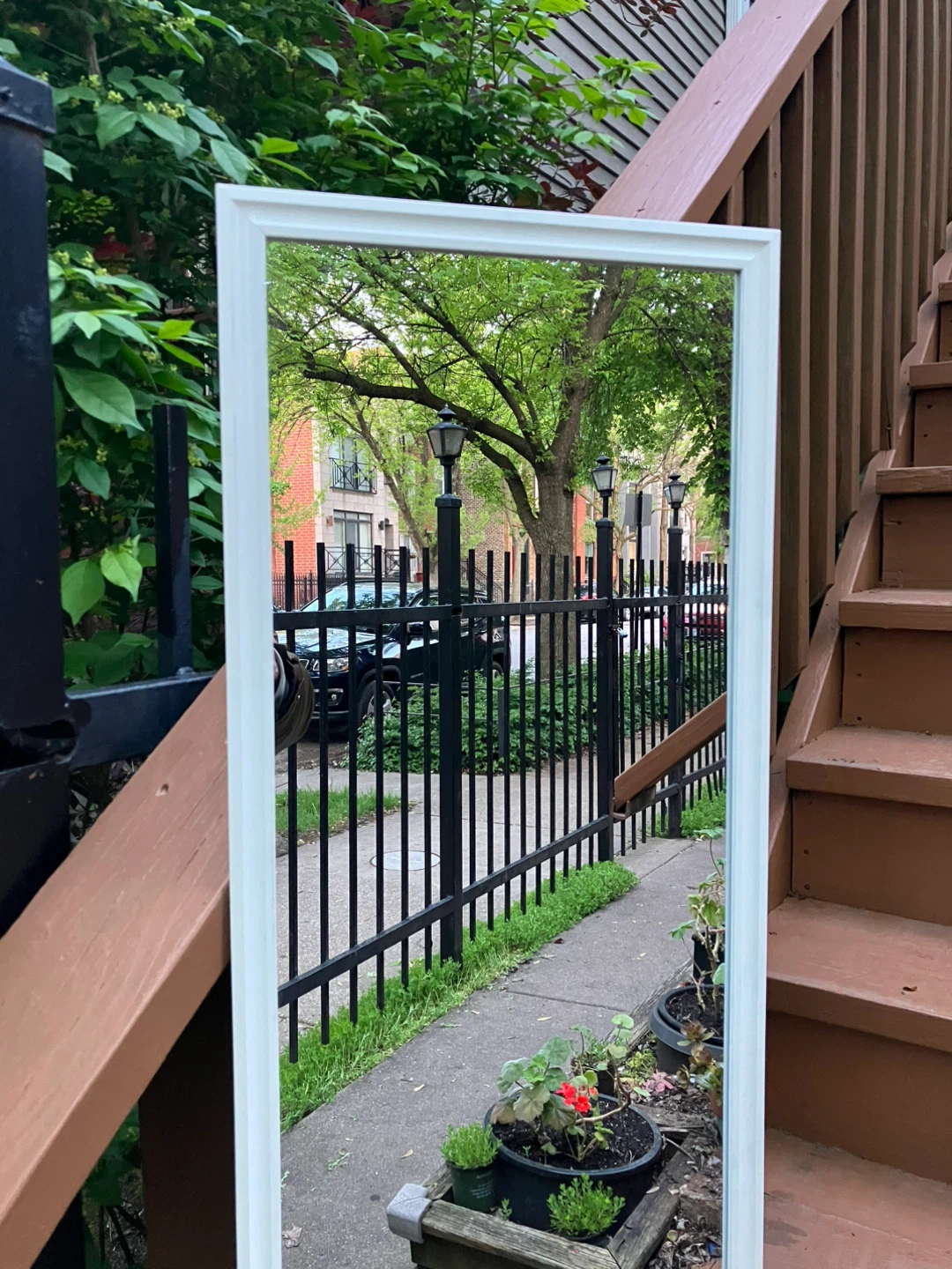 White Framed Door Mirror 14” x 50” - Excellent Condition - photo 2