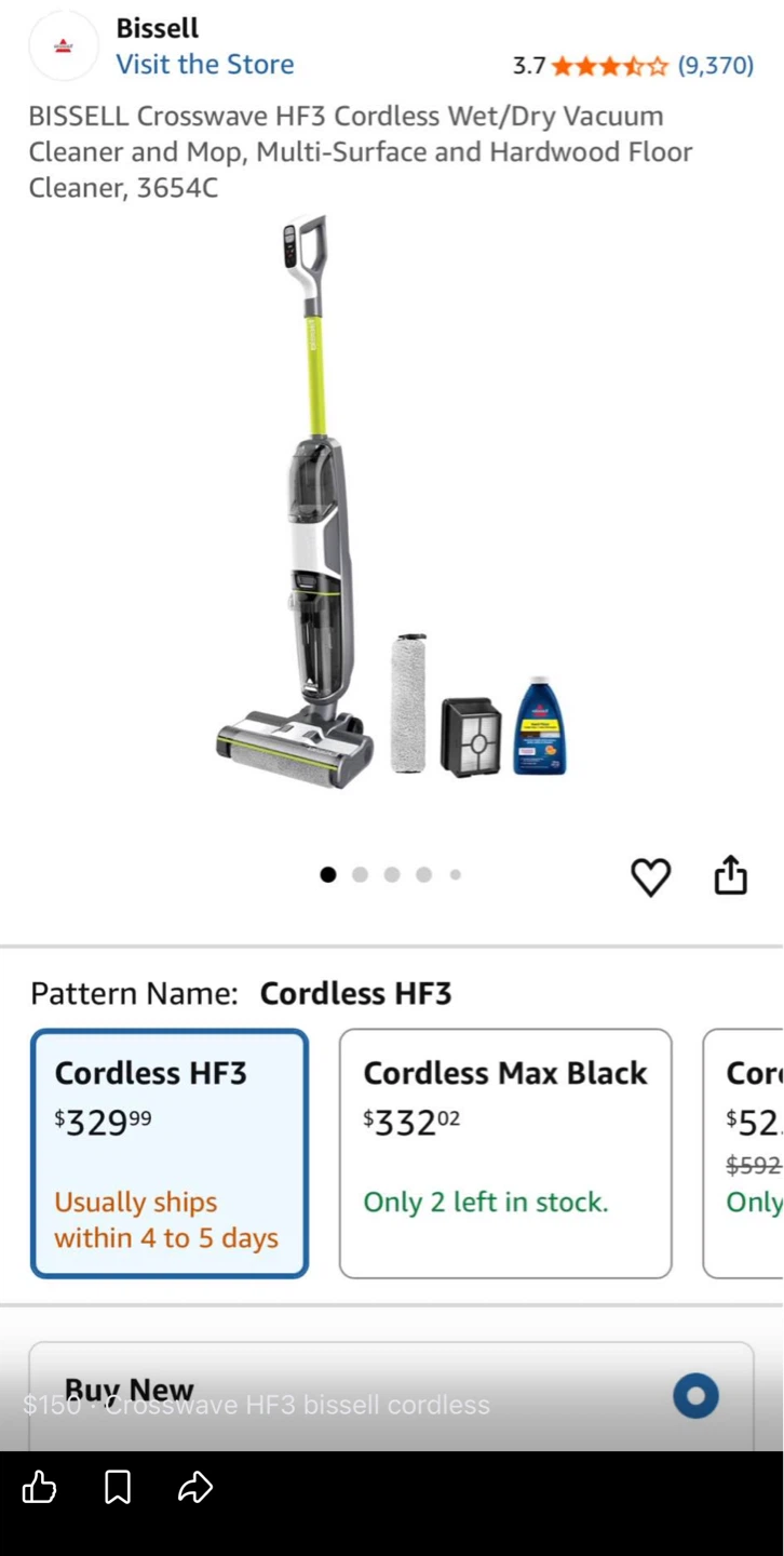 BISSELL Crosswave HF3 Cordless Wet/Dry Vacuum Cleaner