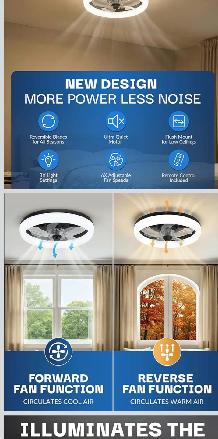 CannonX 19.7" Black Ceiling Fan with Light and Remote - photo 5