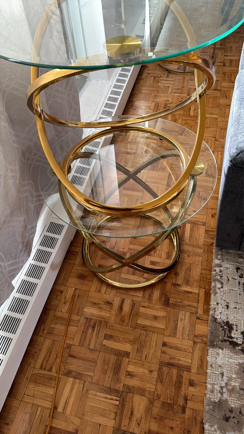 Glass and Gold Swirl Side Table - photo 3