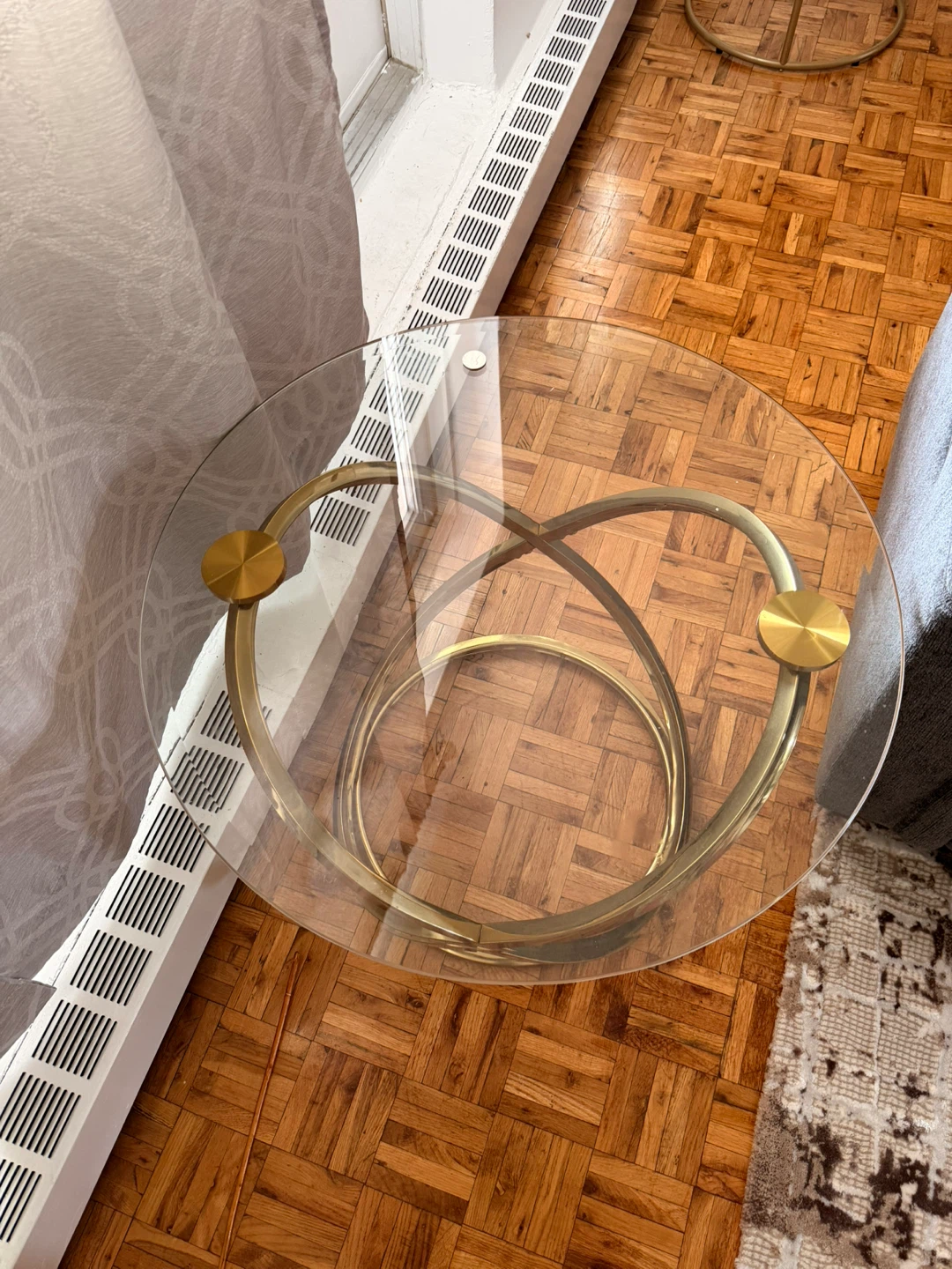 Glass and Gold Swirl Side Table